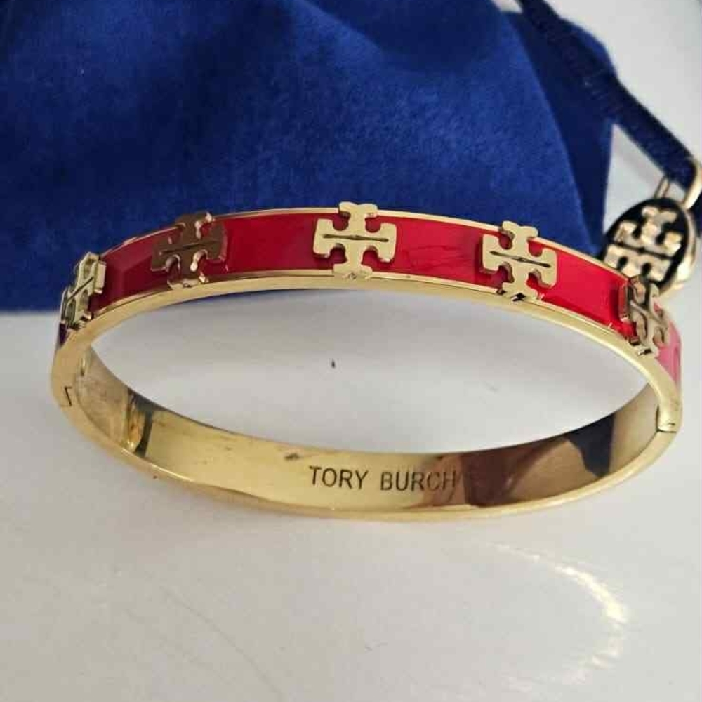 Tory Burch Red and Gold Bangle Bracelet
